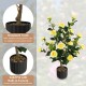 38-inch artificial camellia tree with yellow flowers in a solid cement pot, perfect for year-round home decoration.