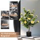 38-inch artificial camellia tree in cement pot with yellow flowers, requires no maintenance, perfect for year-round.