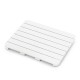 White waterproof HIPS bath spa shower mat with slatted design and non-slip foot pads for indoor and outdoor use.
