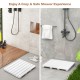 White waterproof HIPS bath spa shower mat with slatted design and non-slip foot pads for safe indoor and outdoor use.