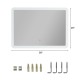 LED wall-mounted bathroom mirror with rounded arc corners, 28"x20", featuring touch control and energy-saving LED.