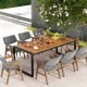 79-inch acacia wood patio table with 1.9" umbrella hole, ideal for outdoor dining and gatherings for up to 8 persons.