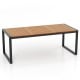 79-inch acacia wood patio table with metal frame, featuring a 1.9-inch umbrella hole, ideal for garden and poolside.