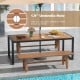 79-inch acacia wood patio table featuring a 1.9-inch umbrella hole, ideal for garden and poolside gatherings.