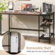 55-inch modern industrial style study desk with removable shelf, brown finish, perfect for gaming or studying.