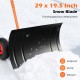 29-inch snow pusher with a rustproof blade, large wheels, and ergonomic handle for efficient driveway snow removal.
