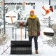 29-inch snow pusher with ergonomic handlebar and rustproof metal pipes, ideal for efficient driveway snow removal.
