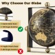 Geographic world globe with a stable metal base, 720° rotation, and clear printing for educational use in any indoor.
