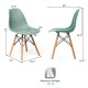Modern green plastic hollow chair set with wood legs, ergonomic design, and 331 lbs weight capacity for dining rooms.