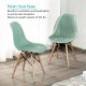 Green plastic hollow chair set with wood legs, featuring a breathable mesh seat and 331 lbs weight capacity.