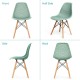 Green plastic hollow chair set with wood legs, showcasing ergonomic design and breathable mesh for dining room use.