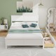 Full size bed frame in white with two large pull-out drawers on the side, offering stylish storage solutions for any.