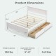 Full size bed frame in white with solid wood headboard and two large storage drawers for added convenience.