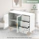 Dimensions of the Modern Sideboard Buffet Cabinet with 2 doors and 3 drawers, showcasing its ample storage and sleek.