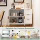 Modern white sideboard buffet cabinet with gold legs, featuring 2 doors and 3 drawers for organized storage in any room.