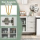 Close-up of the Modern Sideboard Buffet Cabinet showcasing solid metal legs, soft-close hinges, and tempered glass.