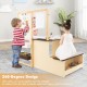 Kids art center wooden table bench set with double-sided easel, storage trays, and adjustable height for creative play.