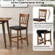 Counter height bar chair set of 2 in walnut with padded seat and slightly inclined backrest for comfort and support.