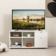 Storage cabinet TV console in white with 2 drawers and 4 cubes, perfect for living room or entryway use.