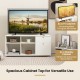 Storage cabinet TV console in white with 2 drawers and 4 cubes, perfect for versatile use in living rooms or entryways.