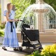 3-in-1 black pet stroller with removable carrier, adjustable canopy, and breathable mesh window for outdoor use.