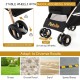 Stable wheels with shock-absorbing springs on the 3-in-1 black pet stroller, designed for diverse road conditions.
