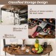 3-tier wine bar cabinet in brown with 21-bottle rack, glass holders, and spacious countertop for versatile storage.