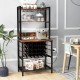 Wine Bar Cabinet Wine Rack with 4 Tier Storage Shelves and Glass Holders - Gallery View 2 of 10
