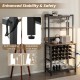 Wine bar cabinet detail showing adjustable foot pads and anti-toppling device for enhanced stability and safety.