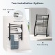 Freestanding and wall-mounted towel warmer rack in black with 8 bars, LED display, and adjustable temperature control.