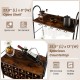 Baker's rack in rustic brown with detachable wine rack, open shelf, and stemware holder for kitchen or dining room use.