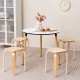 Natural stackable stools set of 4 with smooth tops and rounded corners, ideal for dining or classroom use.