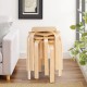 Stackable set of 4 natural stools with square tops and rounded corners, ideal for dining or side table use.