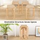 Set of 4 stackable stools with square tops, made of durable poplar and birch wood, ideal for space-saving seating.