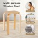Natural wooden stool with a square top and rounded corners, perfect as a dining chair or side table for versatile use.