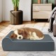 Orthopedic dog bed with headrest in grey, featuring graphene memory foam for joint support and a cozy removable cover.