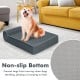 Orthopedic dog bed with headrest in grey, featuring a non-slip bottom and removable washable cover for large dogs.