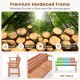 Patio solid wood bench with slatted seat and inclined backrest, ideal for outdoor relaxation in backyard or porch.