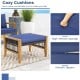 Navy cushion ottoman with acacia wood frame and PE rattan design, ideal for outdoor relaxation and versatile use.