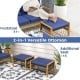 Versatile navy ottomans with acacia wood frame, removable cushions for footrests or additional seating, ideal for.