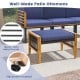 Navy cushion patio ottoman with acacia wood frame and rattan design, ideal for outdoor seating or footrest use.