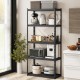 5-tier metal shelving unit with adjustable shelves, anti-slip foot pads, ideal for garage or kitchen storage.