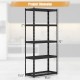 5-tier metal shelving unit with adjustable shelves, anti-slip foot pads, and sturdy design for garage storage.