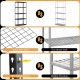 5-tier metal shelving unit with adjustable shelves, anti-slip foot pads, and anti-tipping device for garage storage.