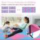 Close-up of the hook and loop fasteners on the pink and blue folding gymnastics mat, ideal for connecting multiple mats.