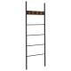 Wall-leaning decorative blanket holder with 5 removable hooks, featuring a durable metal frame and industrial design.