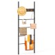 Wall-leaning decorative blanket holder with 5 removable hooks, featuring a durable metal frame for stylish home storage.