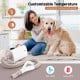Dog cat hair blower with adjustable temperature, negative ion function, and 5-finger comb nozzle for efficient drying.