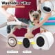 Dog hair blower with adjustable temperature, negative ion function, and washable filter, ideal for quick drying pets.
