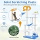 Close-up of the natural sisal rope on the scratching posts of the multi-level ocean-themed cat tree tower in blue.